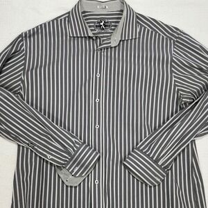 Bugatchi Men's Shaped Fit Striped Dress Shirt Button Down Long Sleeve